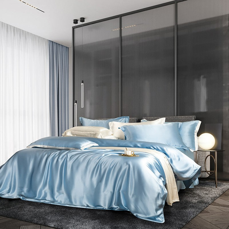 Zenith Sky Blue Luxury Pure Mulberry Silk Bedding Set