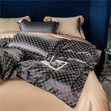 Sophia Black Cotton Satin Duvet Cover Set