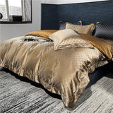 Sophia Gold Cotton Satin Duvet Cover Set