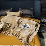 Sophia Gold Cotton Satin Duvet Cover Set