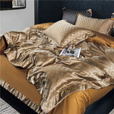 Sophia Gold Cotton Satin Duvet Cover Set