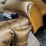 Sophia Gold Cotton Satin Duvet Cover Set