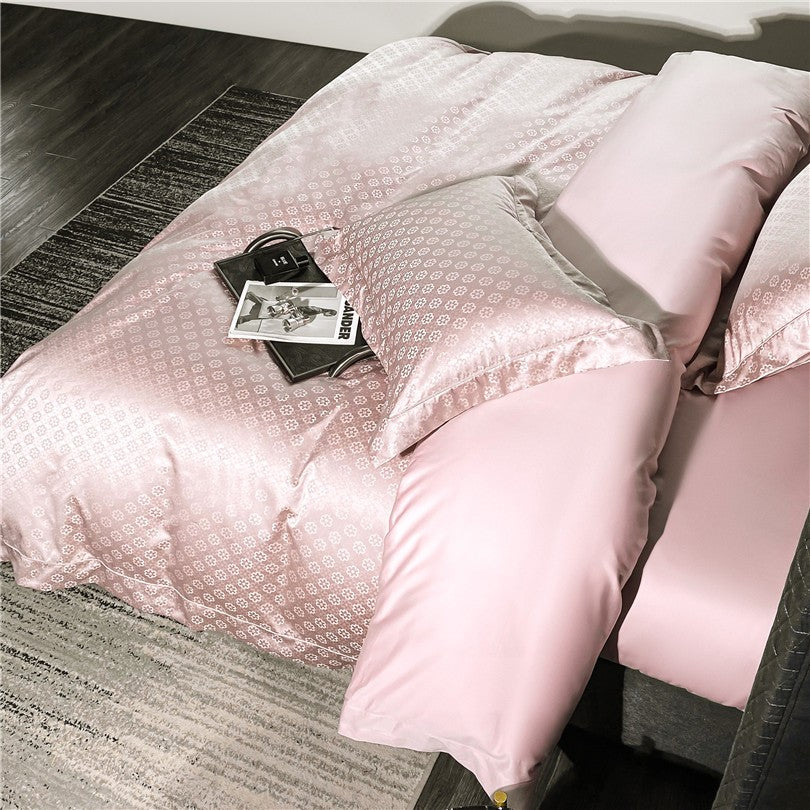 Sophia Pink Cotton Satin Duvet Cover Set