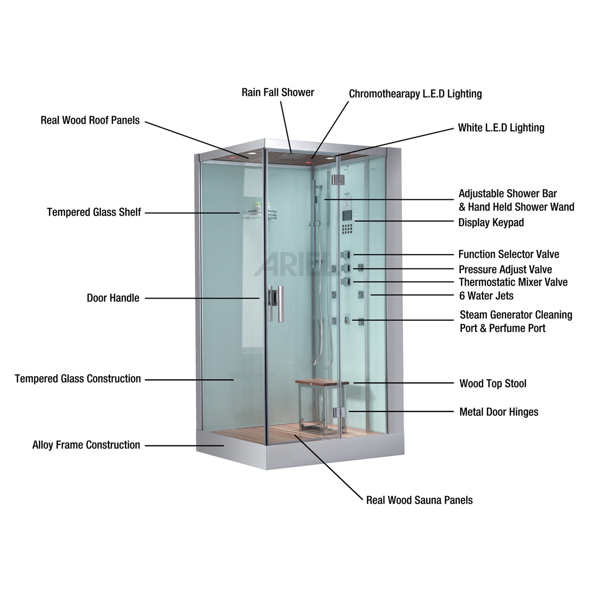 Platinum DZ959F8L Steam Shower-Left-White