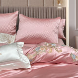 Esana Pink Embroidery Egyptian Cotton Duvet Cover Set