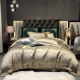 Talia Gold Cotton Satin Duvet Cover Set Duvet Cover Set - Venetto Design Queen / Flat Sheet / 4 Pieces Venettodesign.com