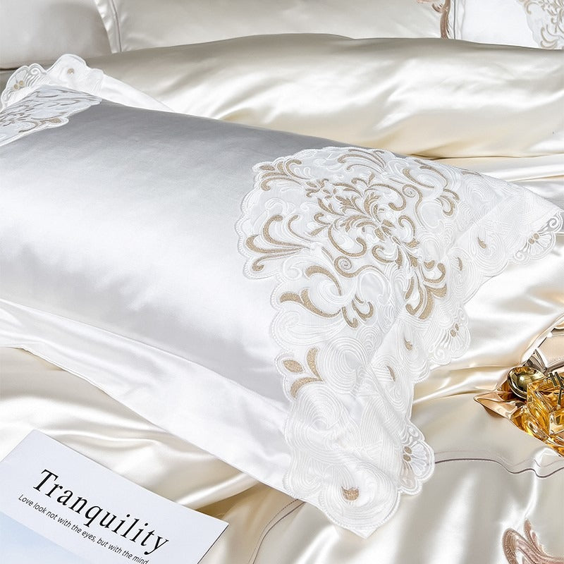 Esana White Embroidery Egyptian Cotton Duvet Cover Set