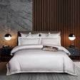 Leila Light Silver Embroidered Edge Egyptian Cotton Duvet Cover Set Duvet Cover Set - Venetto Design Double / Flat Sheet / 4 Pieces Venettodesign.com