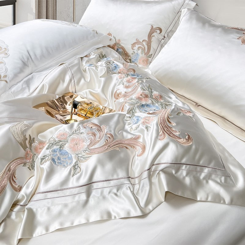 Esana White Embroidery Egyptian Cotton Duvet Cover Set