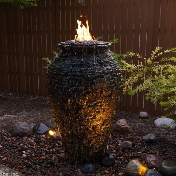 AquaScape Large Fire And Water Stacked Slate Urn