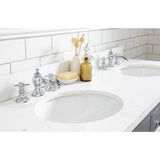 Water Creation Queen 60" Double Sink Quartz Carrara Vanity In Cashmere Grey With Lavatory Faucet(s)