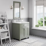 Water Creation Madison 30" Single Sink Carrara White Marble Countertop Vanity in Glacial Green with Gooseneck Faucet