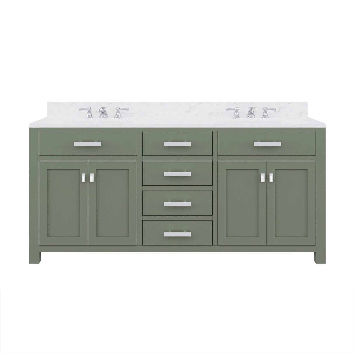 Water Creation Madison 72" Double Sink Carrara White Marble Countertop Vanity in Glacial Green