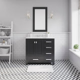 Water Creation Madison 36" Wide Dark Espresso Single Sink Bathroom Vanity With Matching Mirror And Faucet From The Madison Collection