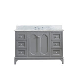 Water Creation Queen 48" Single Sink Carrara White Marble Countertop Vanity in Cashmere Grey with Classic Faucet