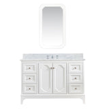 Water Creation Queen 48" Single Sink Carrara White Marble Countertop Vanity in Pure White with Mirror