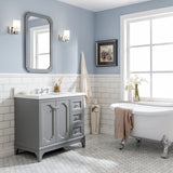 Water Creation Queen 36" Single Sink Quartz Carrara Vanity In Cashmere Grey With Lavatory Faucet