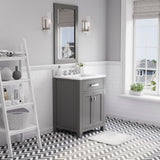 Water Creation Madison 24" Cashmere Grey Single Sink Bathroom Vanity With Matching Framed Mirror And Faucet