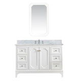 Water Creation Queen 48" Single Sink Carrara White Marble Countertop Vanity in Pure White with Waterfall Faucet and Mirror