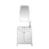 Water Creation Queen 30" Single Sink Quartz Carrara Vanity In Cashmere Grey With Matching Mirror(s)