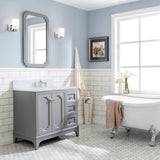 Water Creation Queen 36" Single Sink Carrara White Marble Countertop Vanity in Cashmere Grey with Waterfall Faucet