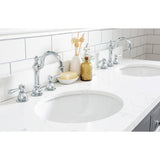 Water Creation Queen 60" Double Sink Quartz Carrara Vanity In Cashmere Grey With Lavatory Faucet(s)