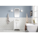 Water Creation Queen 24" Single Sink Quartz Carrara Vanity In Pure White With Matching Mirror(s) and Lavatory Faucet(s)