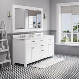 Water Creation Madison 72" Pure White Double Sink Bathroom Vanity With Matching Large Framed Mirror From The Madison Collection