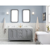 Water Creation Queen 60" Double Sink Quartz Carrara Vanity In Cashmere Grey With Lavatory Faucet(s)