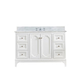 Water Creation Queen 48" Single Sink Carrara White Marble Countertop Vanity in Pure White with Classic Faucet