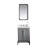 Water Creation Queen 24" Single Sink Quartz Carrara Vanity In Cashmere Grey With Matching Mirror