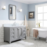 Water Creation Queen 48" Single Sink Carrara White Marble Countertop Vanity in Cashmere Grey with Hook Faucet