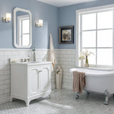 Water Creation Queen 30" Single Sink Quartz Carrara Vanity In Cashmere Grey With Matching Mirror(s)