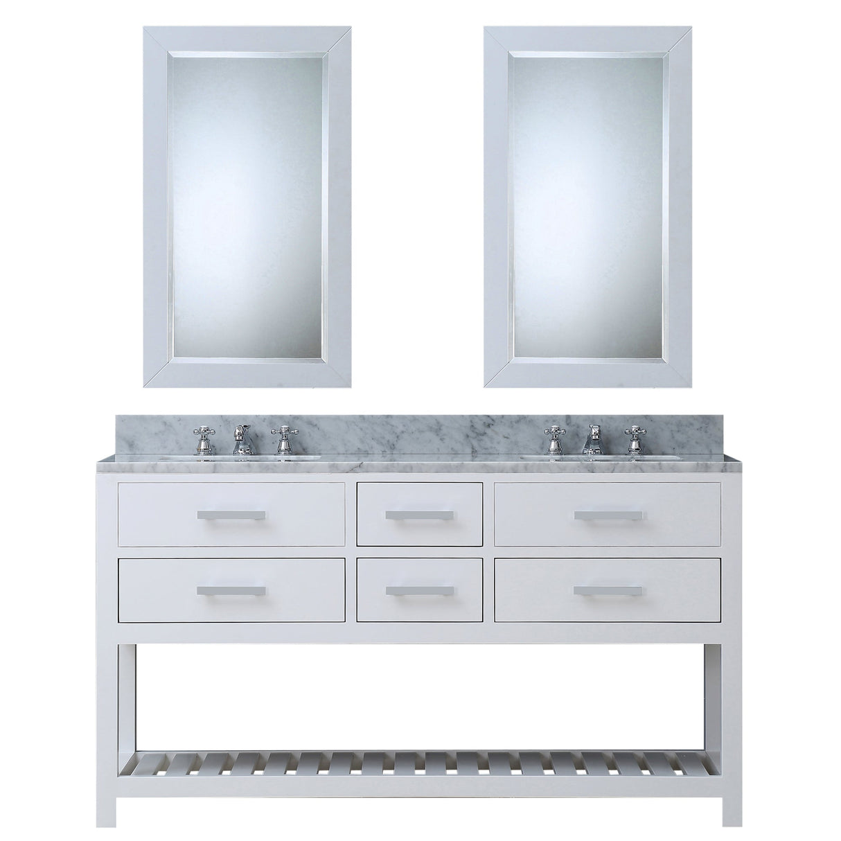 Water Creation Queen 48" Single Sink Quartz Carrara Vanity In Cashmere Grey With Matching Mirror(s) and Lavatory Faucet(s)