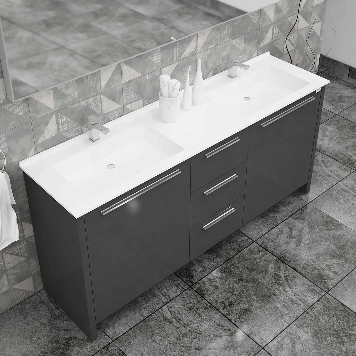 Casa Mare Nona Modern Double Sink Freestanding Bathroom Vanity and Sink Combo