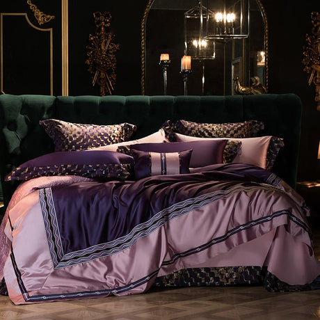 Sabina Embroidery Egyptian Cotton Duvet Cover Set Duvet Cover Set - Venetto Design Queen - 10 Pieces Venettodesign.com