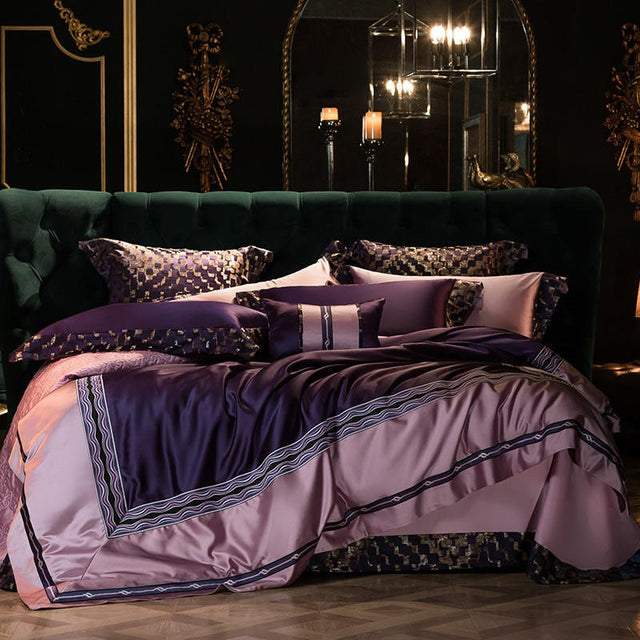 Sabina Embroidery Egyptian Cotton Duvet Cover Set Duvet Cover Set - Venetto Design Queen - 10 Pieces Venettodesign.com