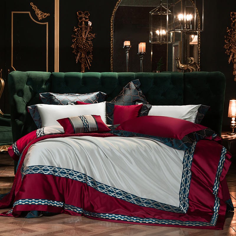 Millonia Embroidery Egyptian Cotton Duvet Cover Set Duvet Cover Set - Venetto Design Queen - 4 Pieces Venettodesign.com