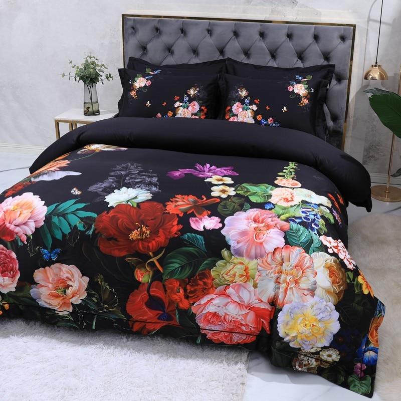 Aida Black Egyptian Cotton Duvet Cover Set