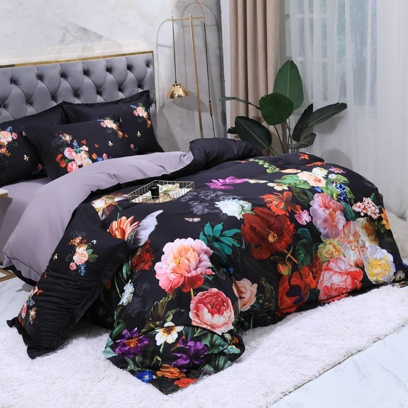 Aida Black Egyptian Cotton Duvet Cover Set