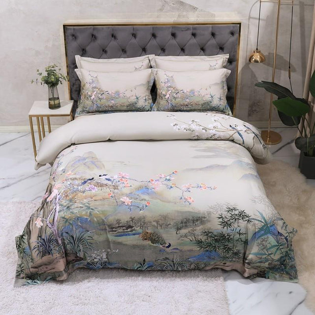 Lucia Egyptian Cotton Duvet Cover Set Duvet Cover Set - Point Design Queen / Flat Sheet / 4 Pieces pointdsgn.com