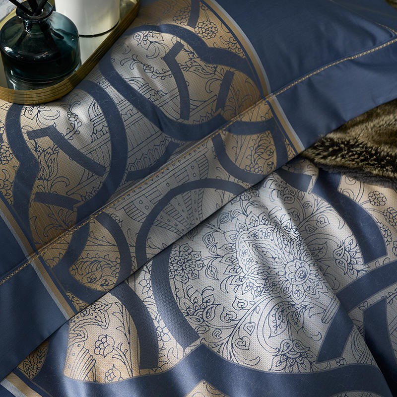 Astrid Space Blue Egyptian Cotton Duvet Cover Set