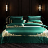 Cleopatra Veronese Green Luxury Egyptian Cotton Duvet Cover Set Duvet Cover Set - Venetto Design Queen / Fitted Sheet / 4 Pieces Venettodesign.com