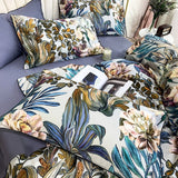 Arjoma Leaf Floral Egyptian Cotton Duvet Cover Set