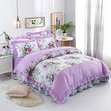 Veronica Lilac Contrasting Floral Printed Egyptian Cotton Duvet Cover Set