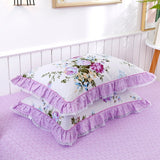 Veronica Lilac Contrasting Floral Printed Egyptian Cotton Duvet Cover Set