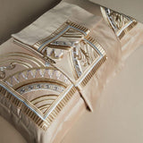 Mia Art Deco Embroidered Border Egyptian Cotton Duvet Cover Set