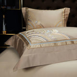 Mia Art Deco Embroidered Border Egyptian Cotton Duvet Cover Set