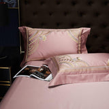 Mia Art Deco Embroidered Border Egyptian Cotton Duvet Cover Set