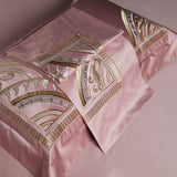 Mia Art Deco Embroidered Border Egyptian Cotton Duvet Cover Set